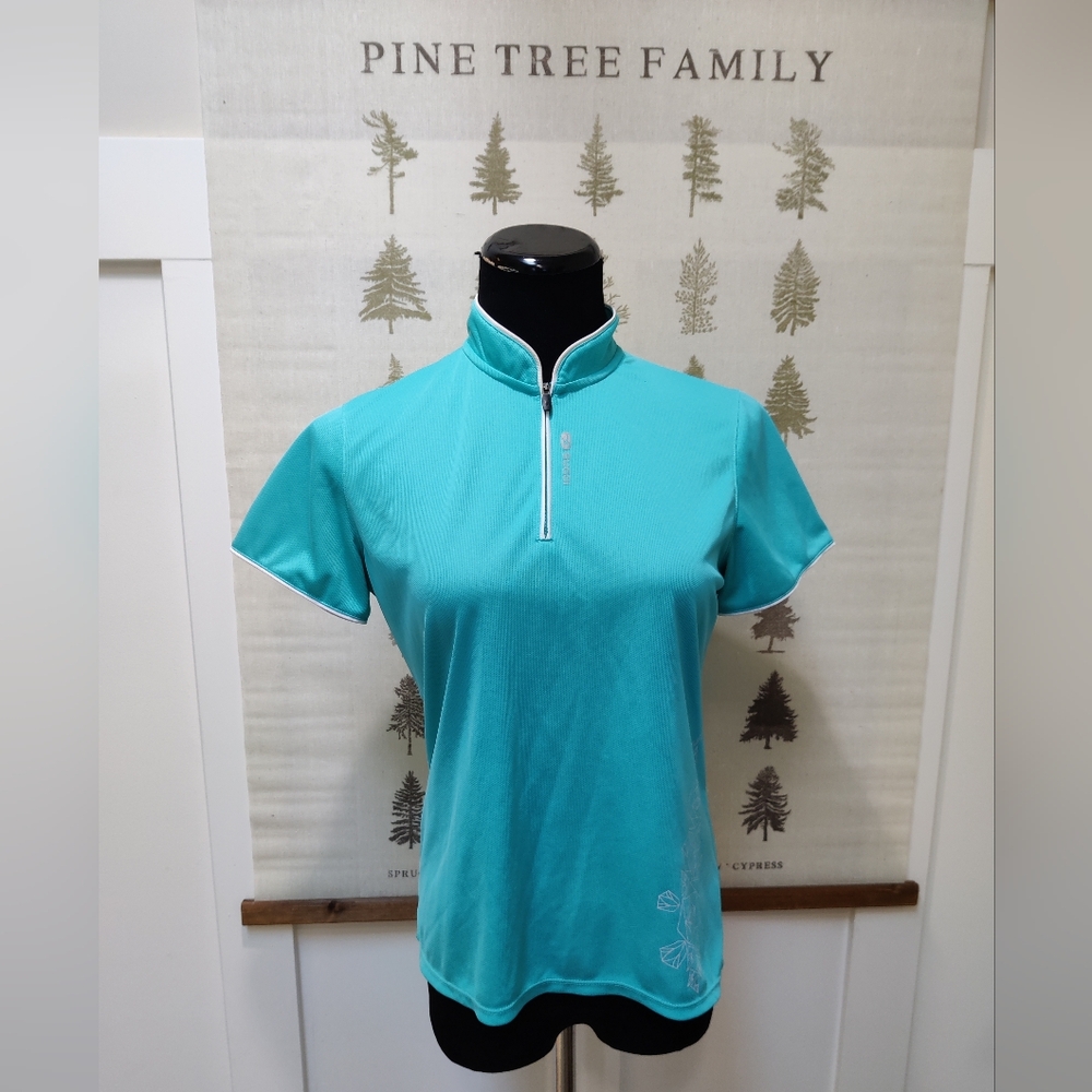 Sugoi Teal Aqua Short Sleeve Quarter Zip Cycling Jersey Sport Top Size Medium